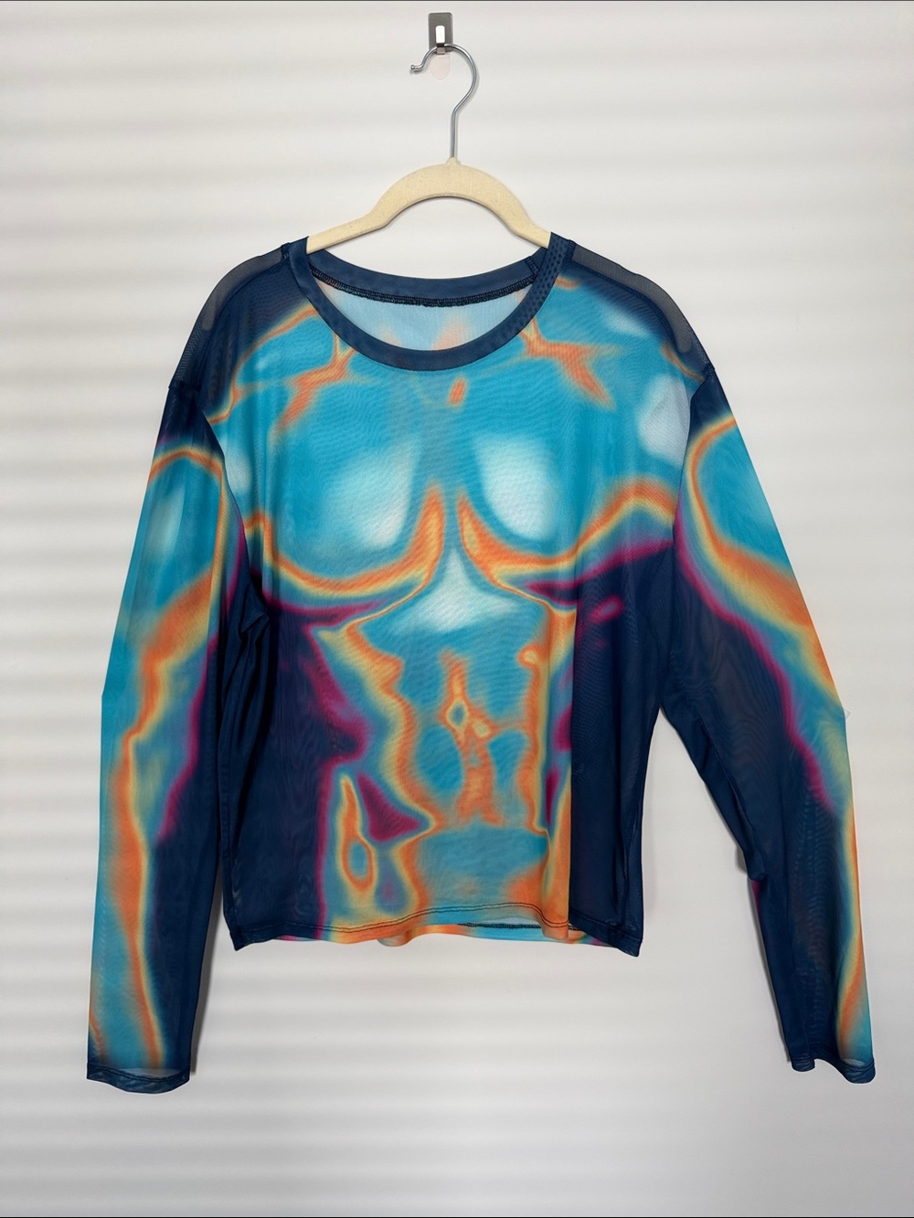 Men’s Long Sleeve Mesh Top in Blue Multi